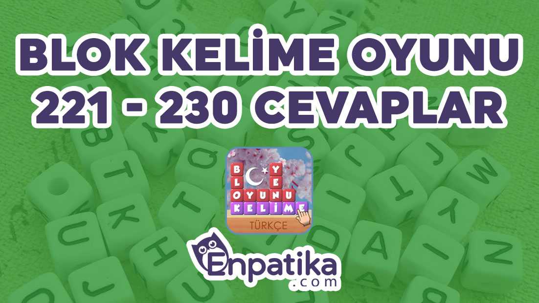 Blok Kelime Oyunu 221 - 230 Cevapları